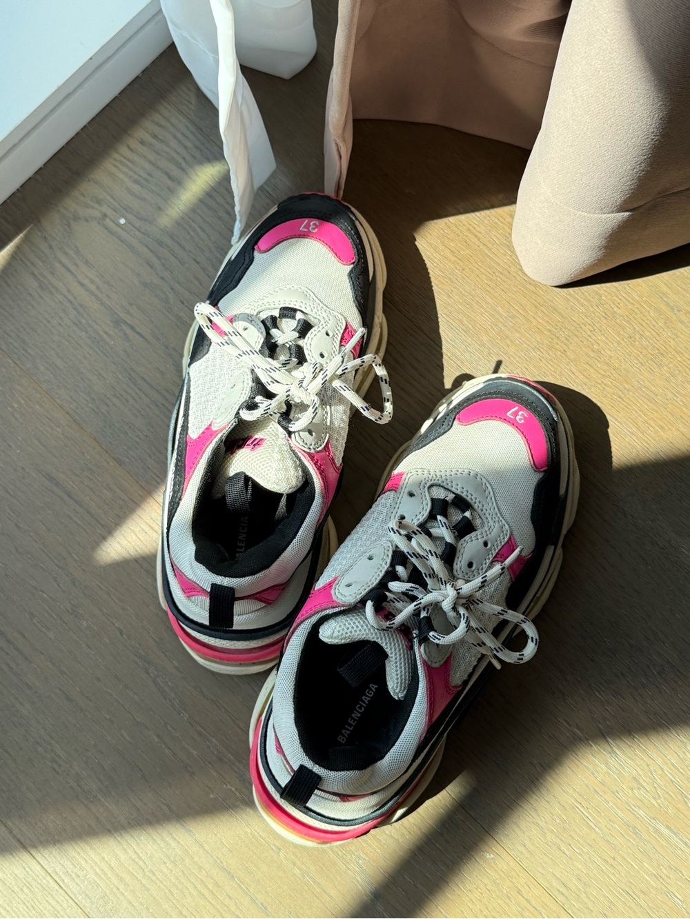 Balenciaga Triple S Sneakers in Pink & Black